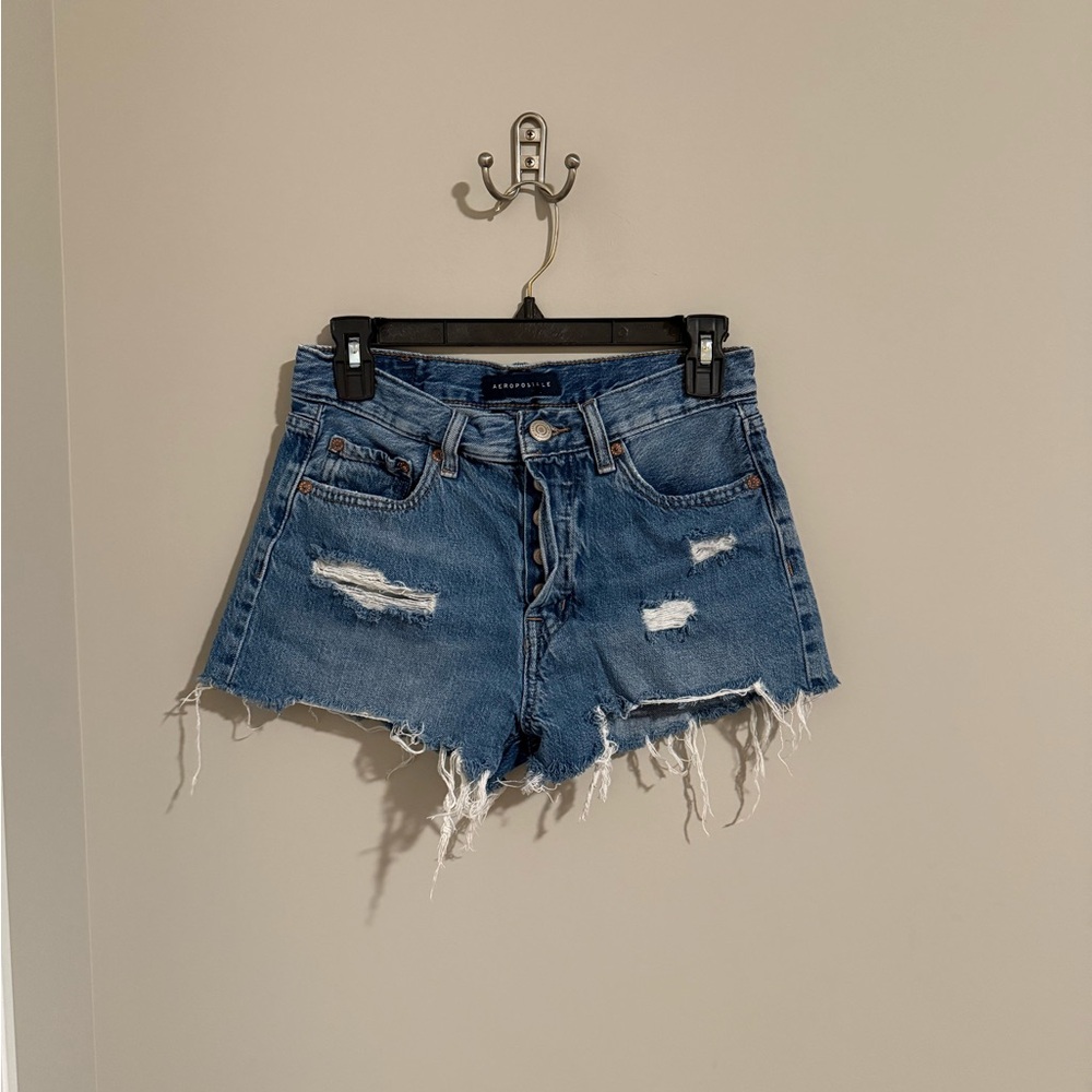Aeropostale Ripped Blue Jean Shorts